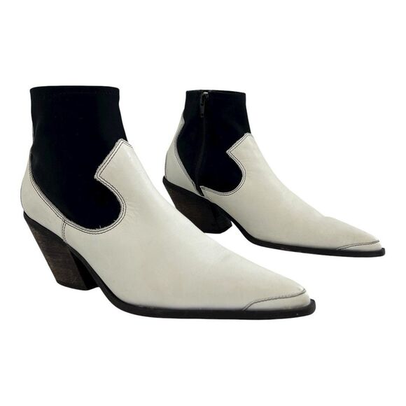 Free People Womens Size 39 White Black Jackson West Boots Western Ankle Bootie - Picture 1 of 10